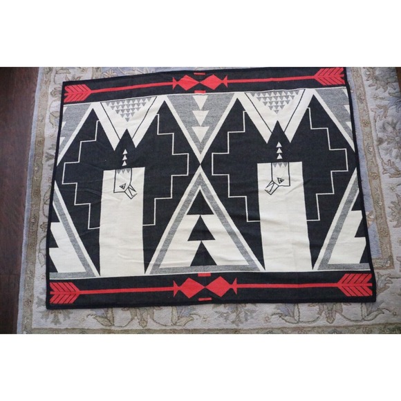 Vintage Boucher Boys and The Indian Native American Navi Red Wool Blanket Eagle - Picture 4 of 7